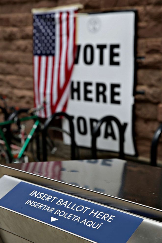 PHOTO: A drop box for mail-in ballots is seen in Hoboken, N.J., July 7, 2020.