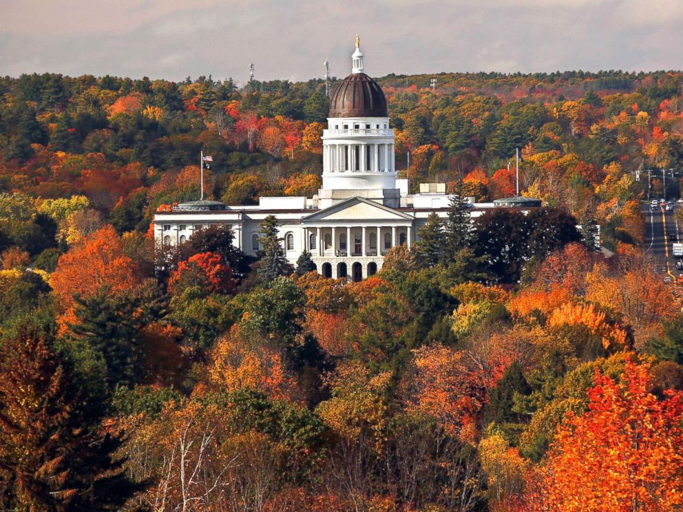 PHOTO: The State House is surrounded by fall foliage, Oct. 23, 2017, in Augusta, Maine.
