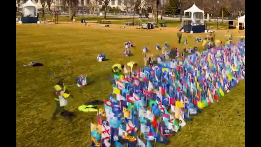 Video Flags planted on National Mall for inauguration ABC News