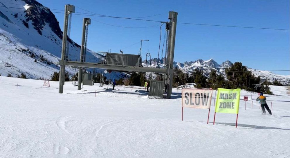 PHOTO: The mask zone area of Mammoth Mountain Ski resort, Jan. 10, 2021.