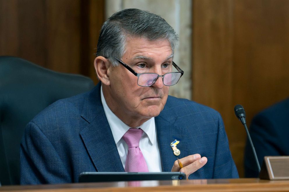 PHOTO: Sen. Joe Manchin chairs a hearing of the Senate Energy and Natural Resources Committee on the health of the electrical power grid, at the Capitol, June 1, 2023.