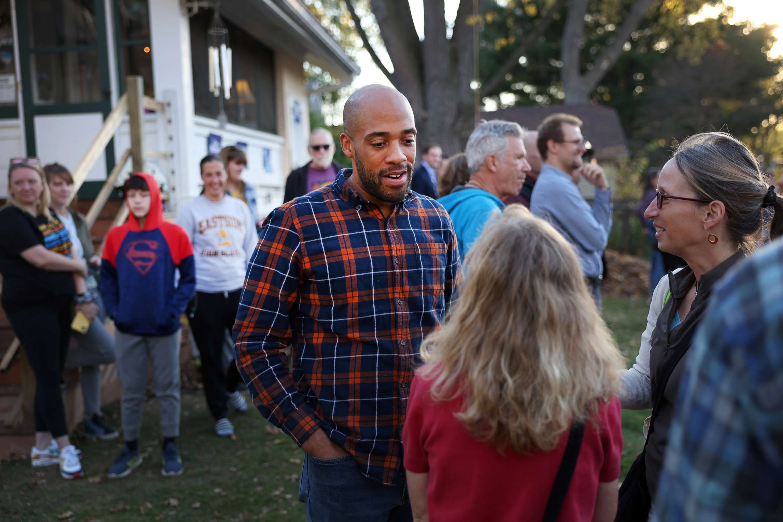 PHOTO: Democratic Senate candidate, Wisconsin Lt. Gov. Mandela Barnes greets supporters at a campaign rally, Nov. 2, 2022 in Madison, Wisconsin.