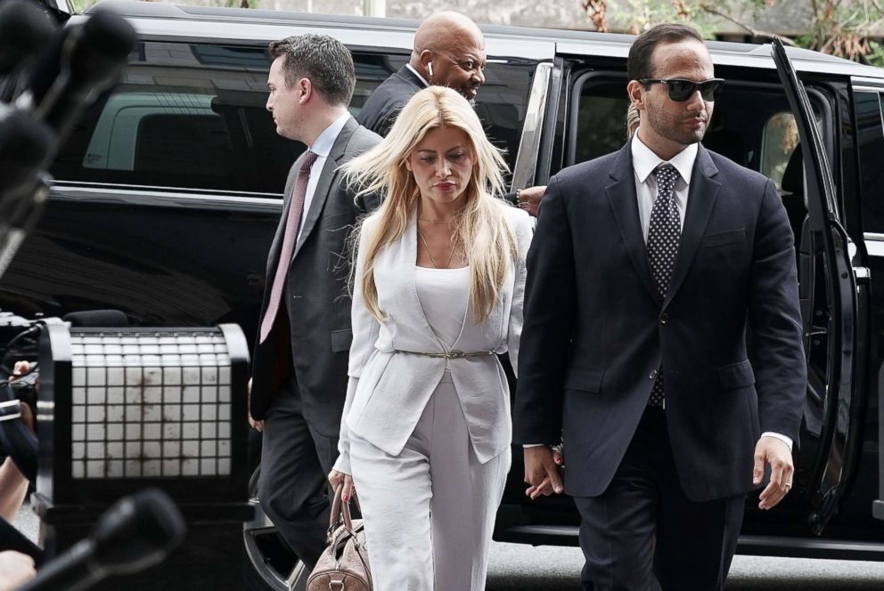 PHOTO: File photo of former Trump Campaign aide George Papadopoulos arriving with his wife Simona Mangiante at the U.S. District Court for his sentencing hearing, Sept. 7, 2018 in Washington. 