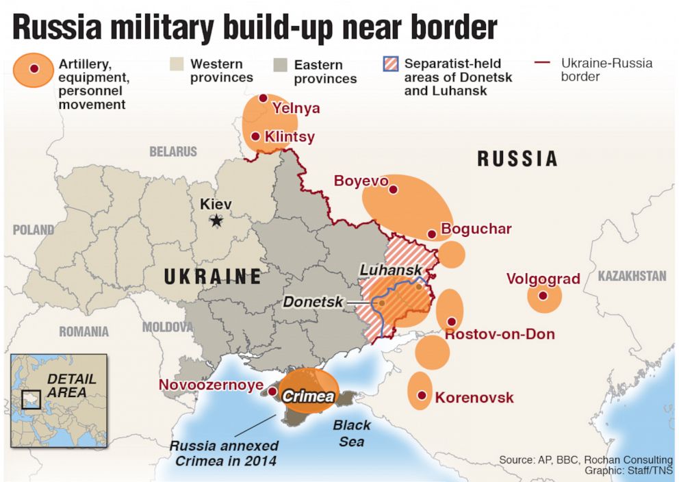 PHOTO: A map shows the Russia build-up near the Ukraine border.