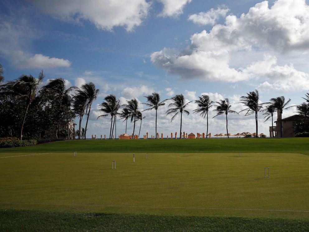 PHOTO: The palm trees, beach, and a croquet set are seen at President Donald Trumps private club Mar-a-Lago, on Thanksgiving, Nov. 23, 2017, in Palm Beach, Fla.