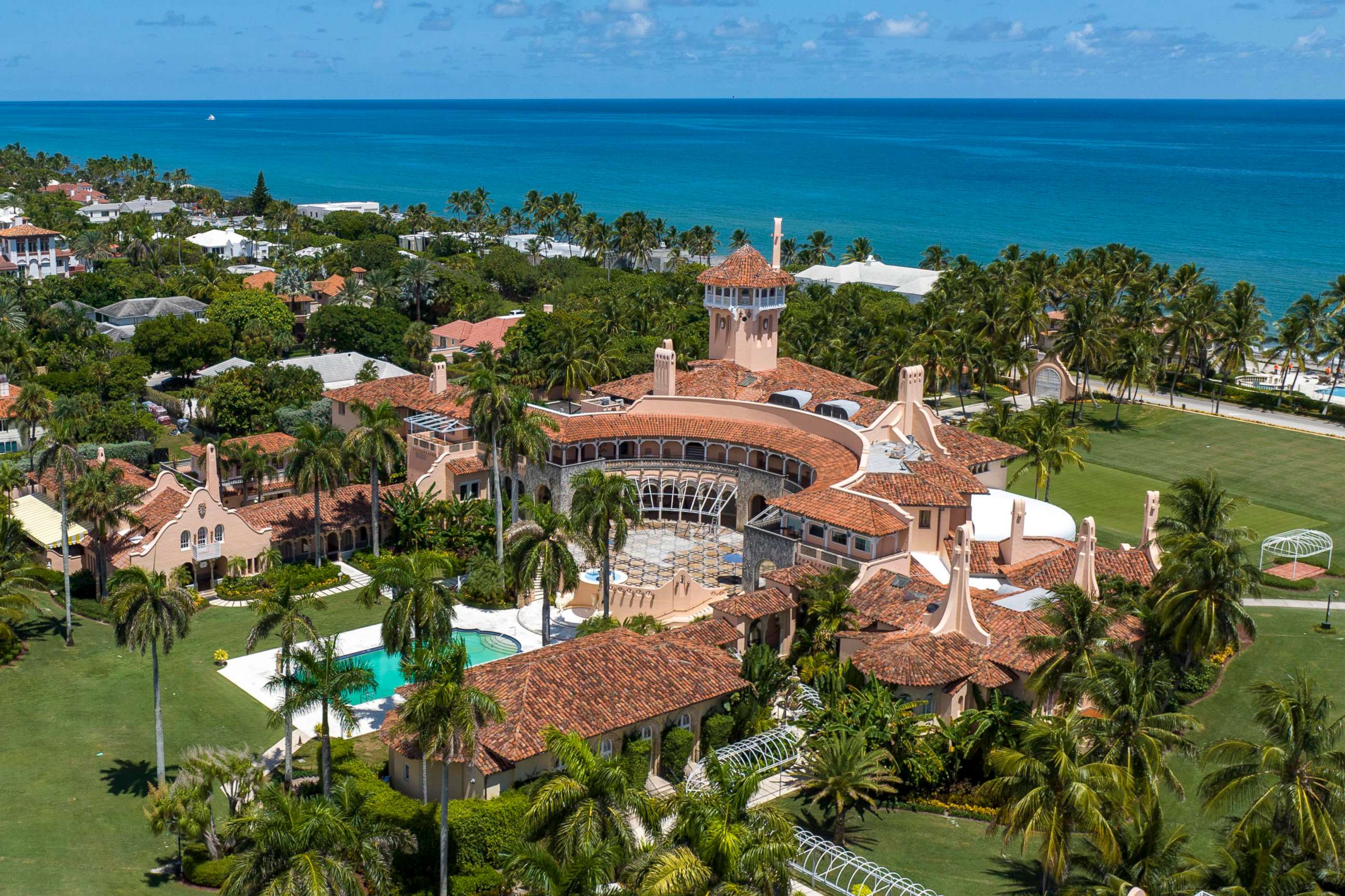 PHOTO: An aerial view of former President Donald Trump's Mar-a-Lago club in Palm Beach, Fla., on Aug. 31, 2022.