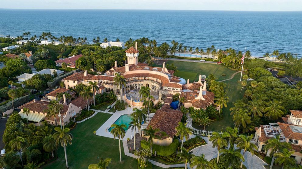 PHOTO: An aerial view of President Donald Trump's Mar-a-Lago estate is pictured, Wednesday, Aug. 10, 2022, in Palm Beach, Fla.