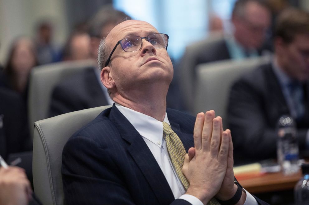 PHOTO: Marc Elias, an attorney for Democratic congressional candidate Dan McCready, questions a witness during the third day of a public evidentiary hearing, Feb. 20, 2019, in Raleigh, N.C.