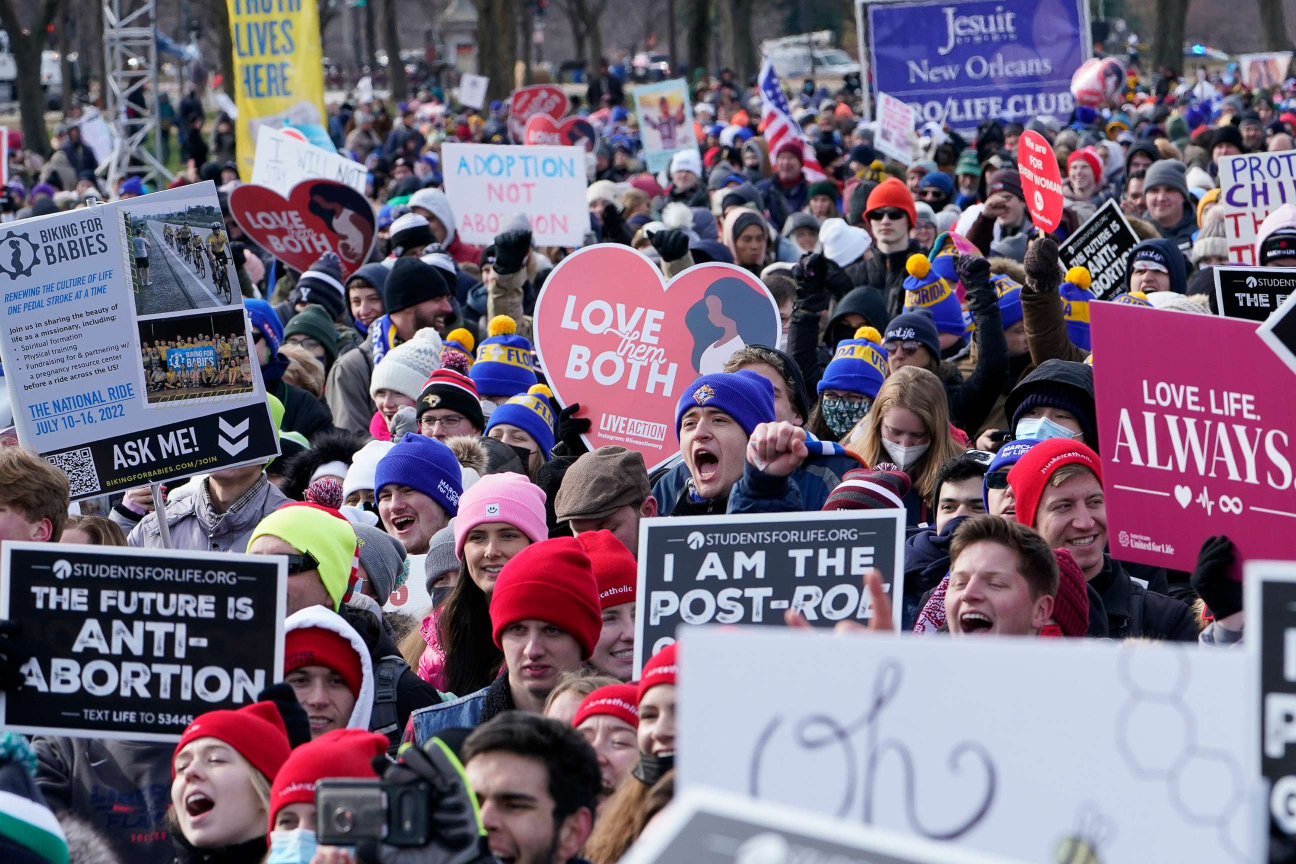 PHOTO: People attend the March for Life rally on the National Mall in Washington, D.C., Jan. 21, 2022.