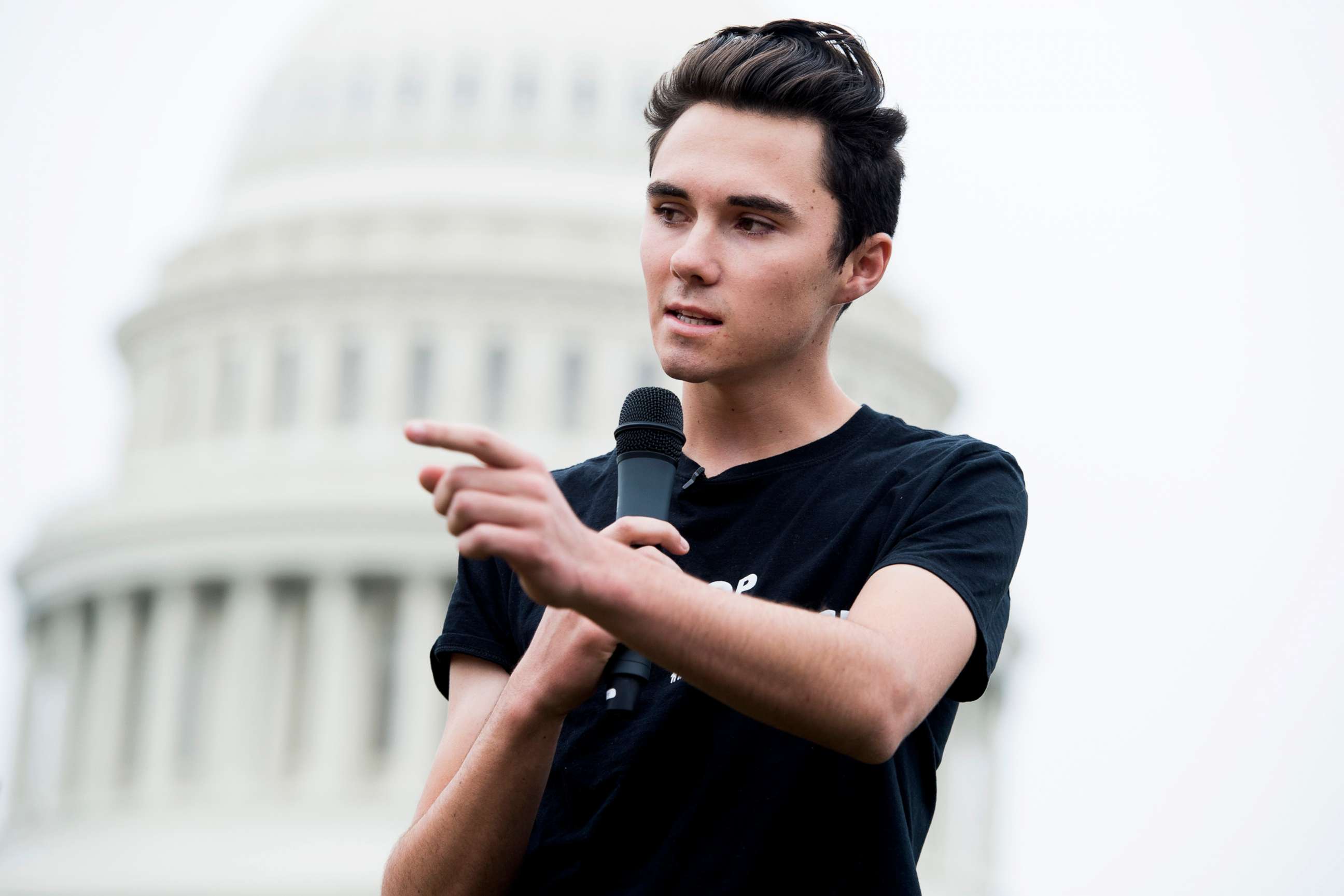 PHOTO: David Hogg, a survivor of the Marjory Stoneman Douglas High School shooting in Parkland, Fla., speaks on the East Front of the Capitol during a rally, March 25, 2019, Washington, D.C.