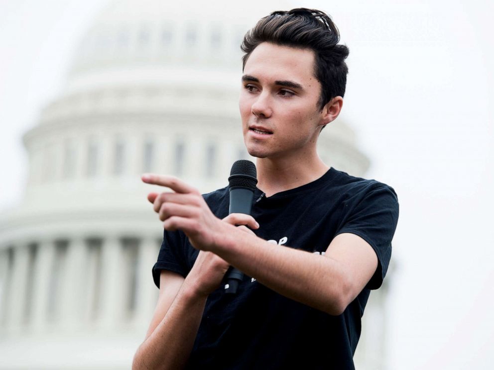 PHOTO: David Hogg, a survivor of the Marjory Stoneman Douglas High School shooting in Parkland, Fla., speaks on the East Front of the Capitol during a rally, March 25, 2019, Washington, D.C.
