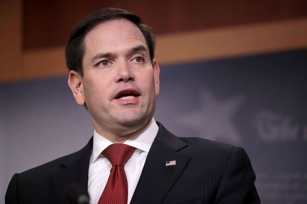 PHOTO: Marco Rubio talks about bipartisan legislation to create "red flag" gun law during a news conference at the U.S. Capitol, March 22, 2018, in Washington, DC.