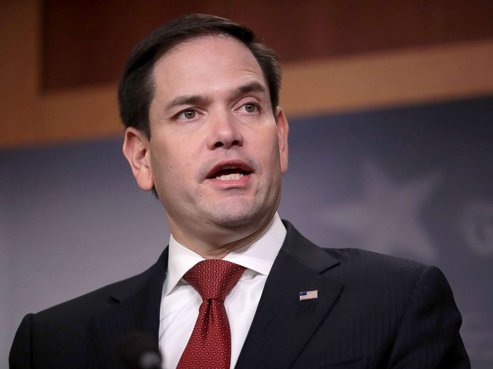 PHOTO: Marco Rubio talks about bipartisan legislation to create red flag gun law during a news conference at the U.S. Capitol, March 22, 2018, in Washington, D.C.