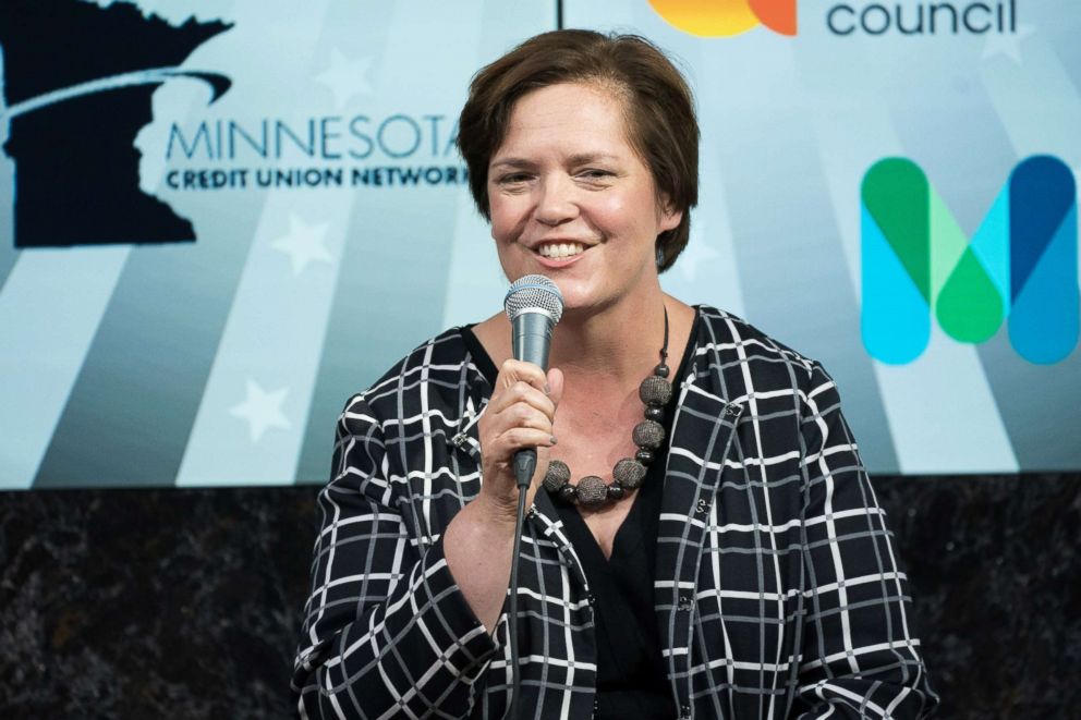 PHOTO: Margaret Anderson-Kelliher speaks during a debate, Aug. 2, 2018, in Minneapolis, Minn.