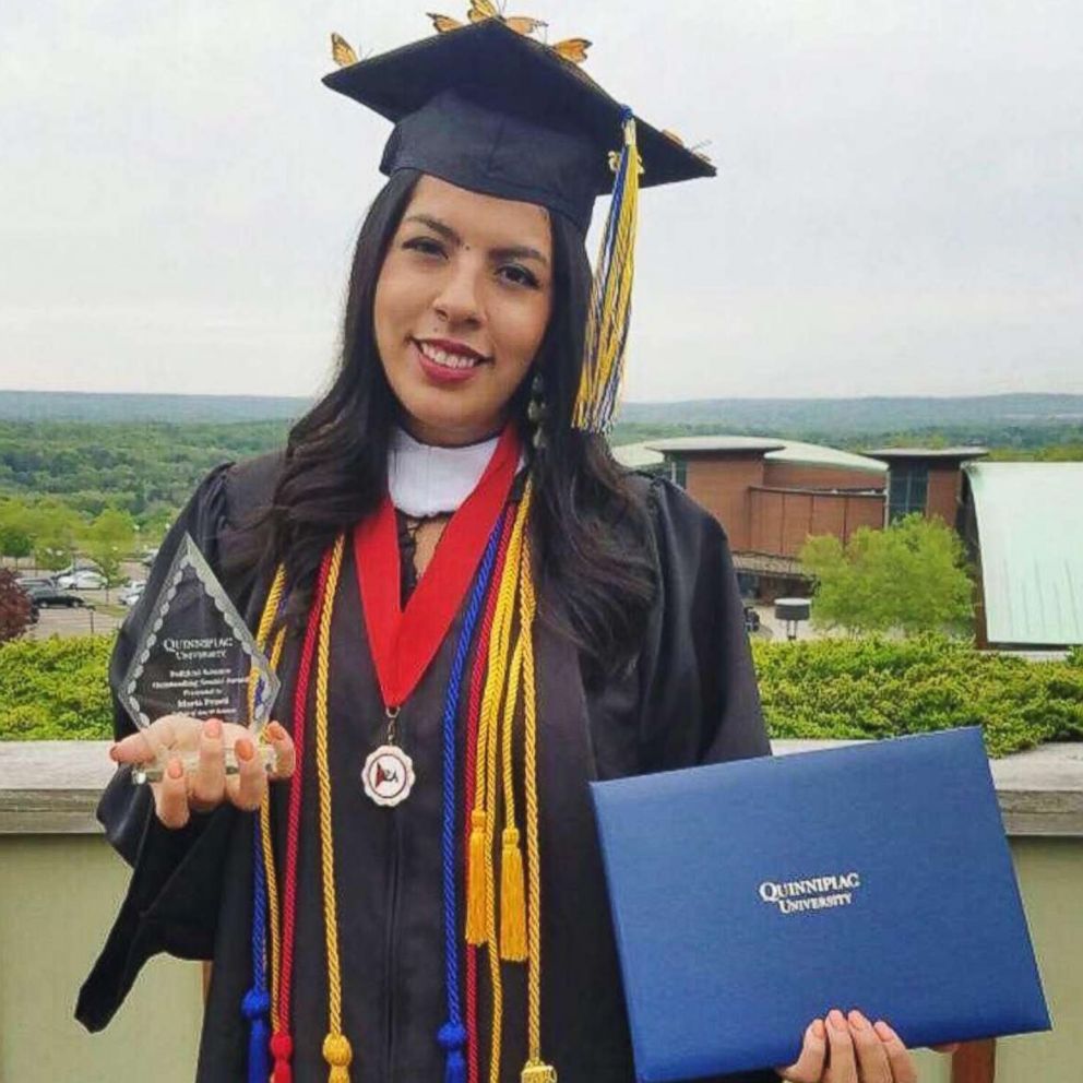PHOTO: Maria Praeli at her college graduation ceremony at Quinnipiac University in Hamden, Conn.