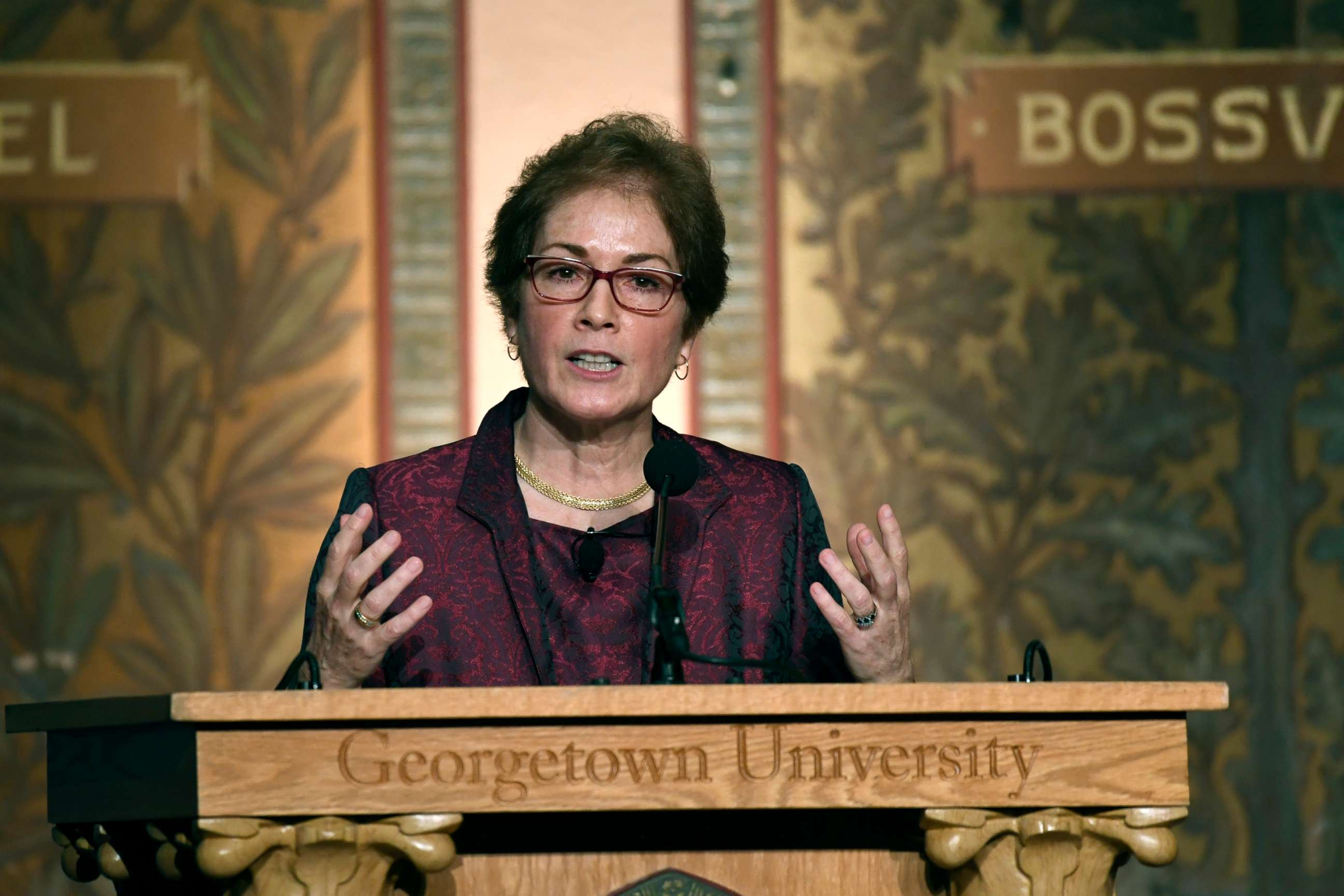 PHOTO: Former Ambassador to Ukraine Marie Yovanovitch speaks at Georgetown University in Washington, Feb. 12, 2020.