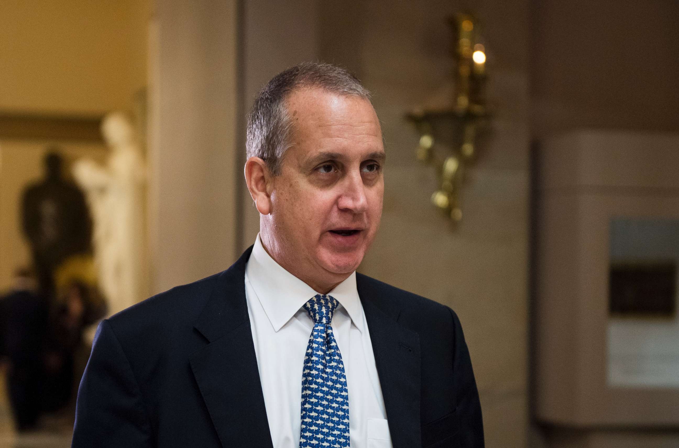 PHOTO: Rep. Mario Diaz-Balart, walks through Statuary Hall in D.C., Nov. 1, 2017. 