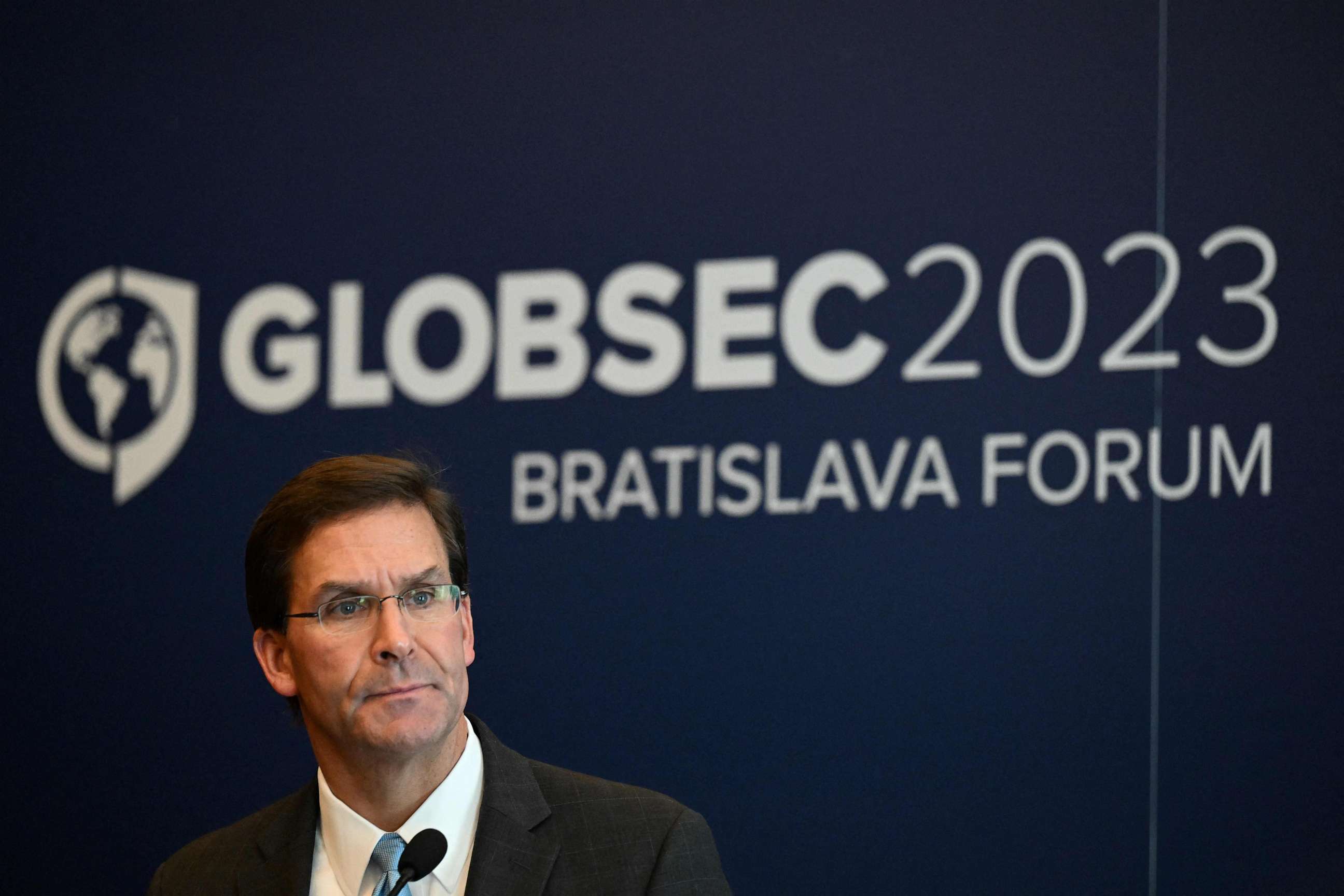 PHOTO: Former Secretary of Defence Mark Esper attends GLOBSEC's 2023 Bratislava Forum in Bratislava, May 29, 2023.