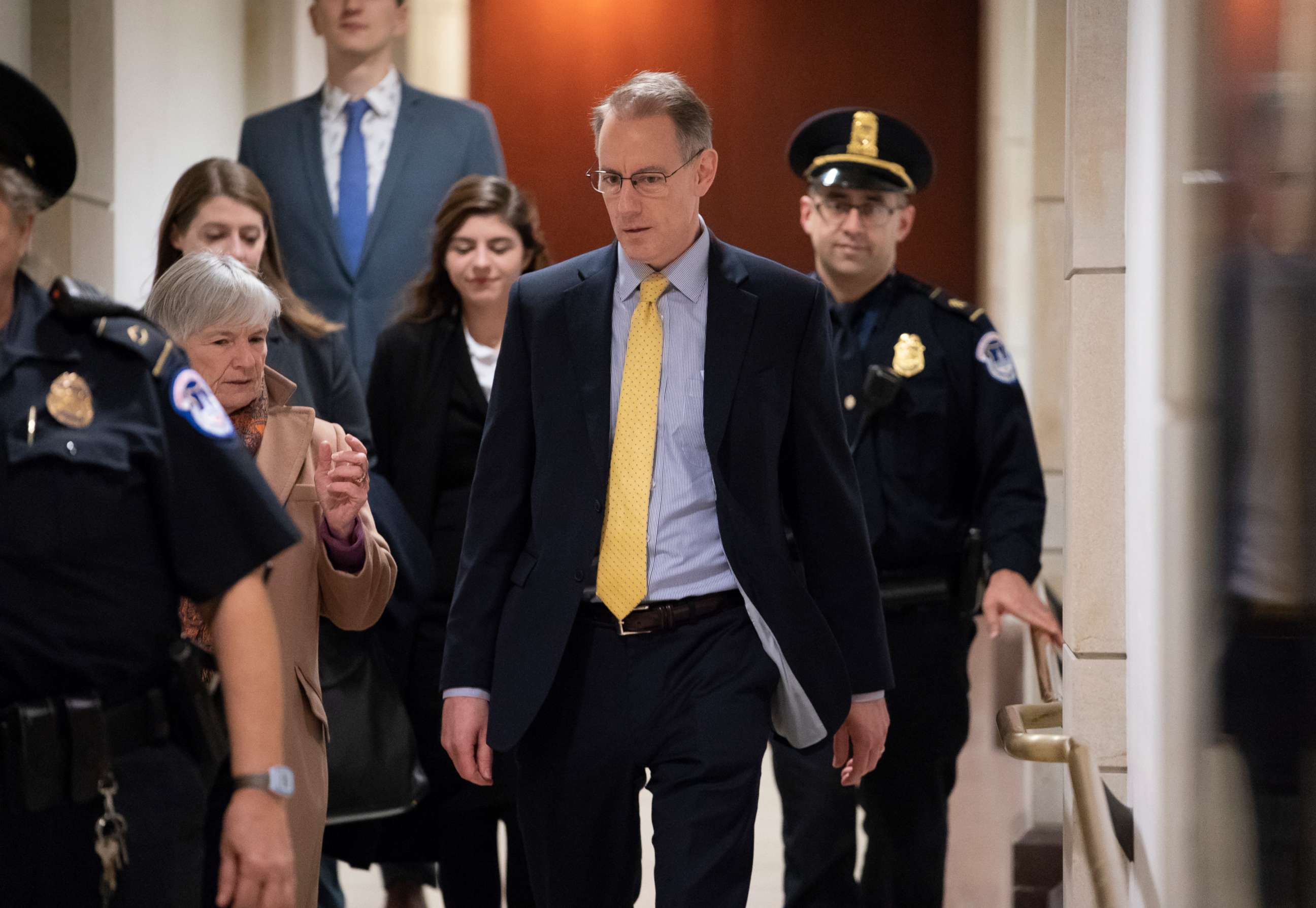PHOTO: Mark Sandy, a career employee in the White House Office of Management and Budget, arrives at the Capitol to testify in the House Democrats' impeachment inquiry.