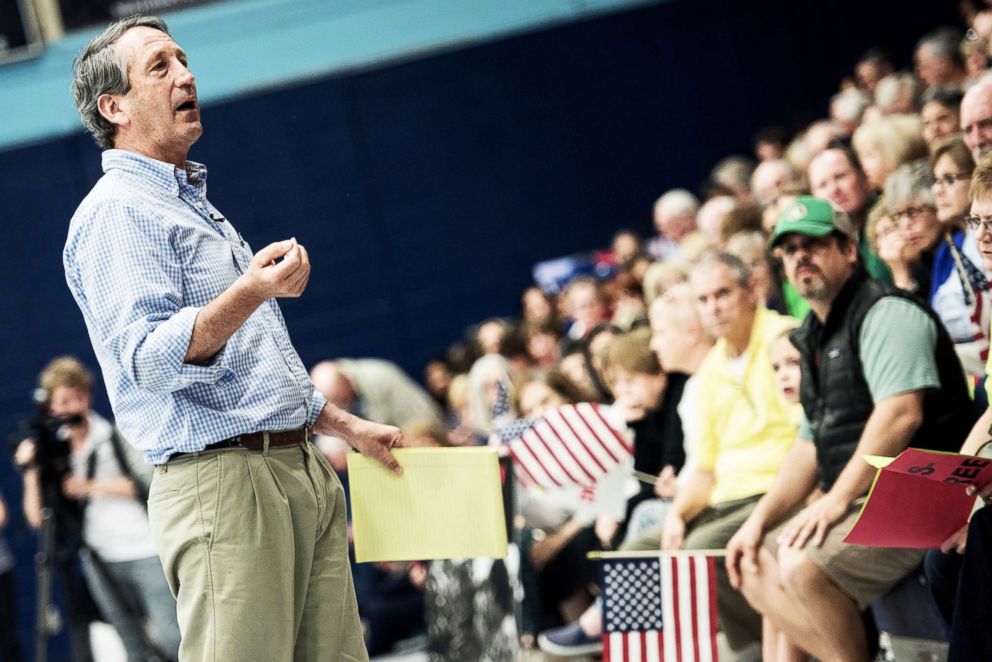 PHOTO: Rep. Mark Sanford addresses the crowd during a town hall meeting on  March 18, 2017, in Hilton Head, S.C