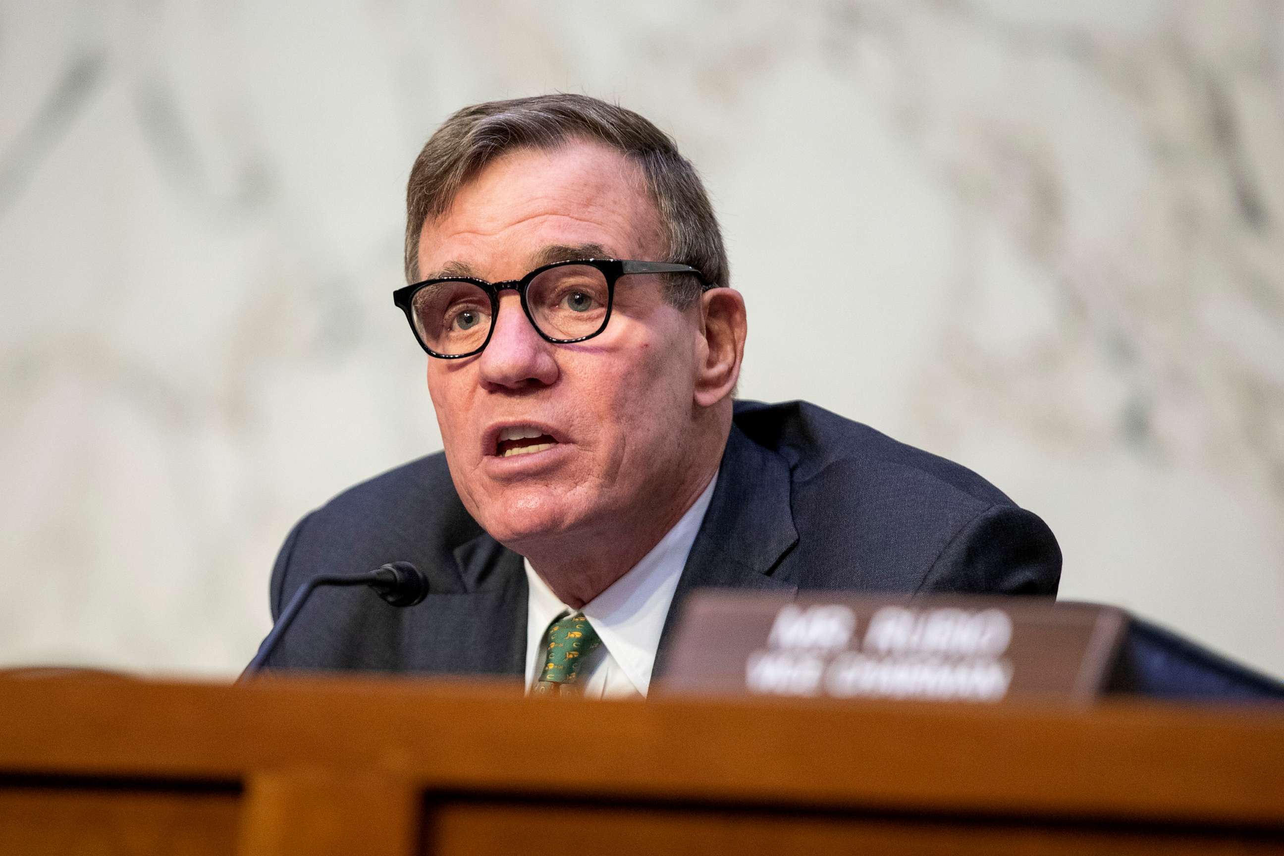 PHOTO: Chairman Mark Warner speaks during a Senate Intelligence Committee hearing to examine worldwide threats at the U.S. Capitol in Washington, D.C., on March 8, 2023.