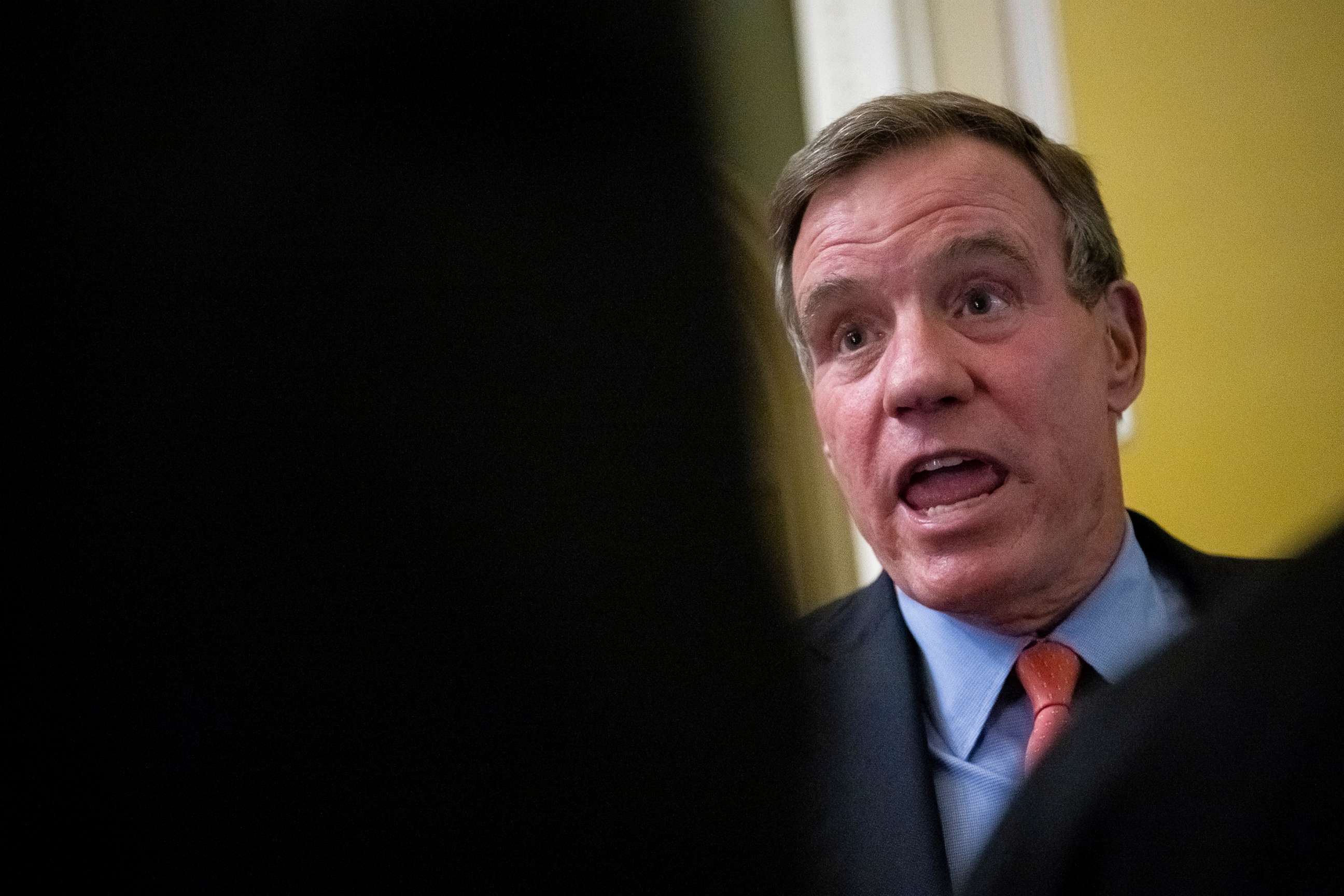 PHOTO: Senator Mark Warner speaks to reporters at the U.S. Capitol, in Washington, D.C., on Jan. 24, 2023.