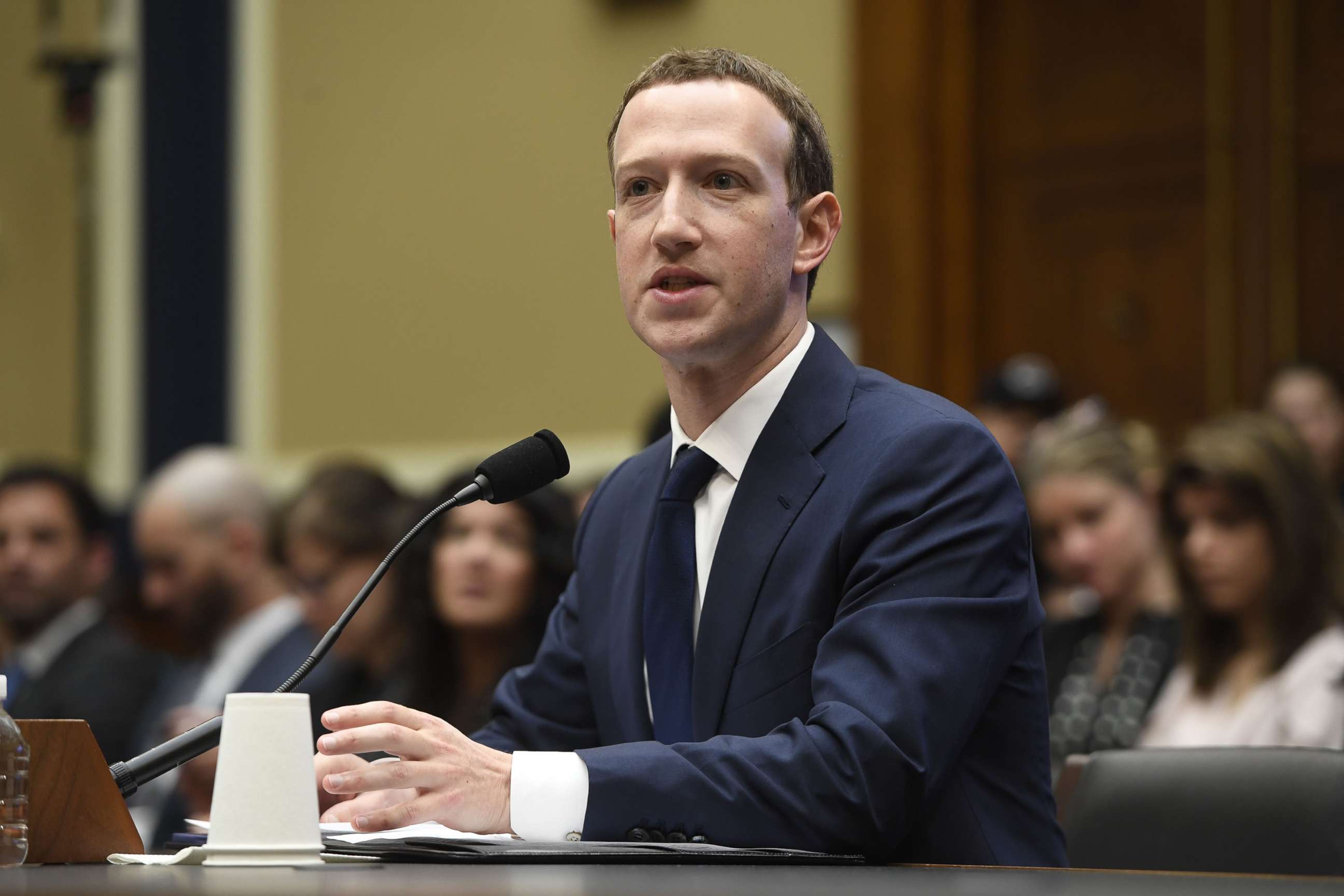 PHOTO: Facebook CEO and founder Mark Zuckerberg testifies during a U.S. House Committee on Energy and Commerce hearing about Facebook on Capitol Hill in Washington, D.C., April 11, 2018.