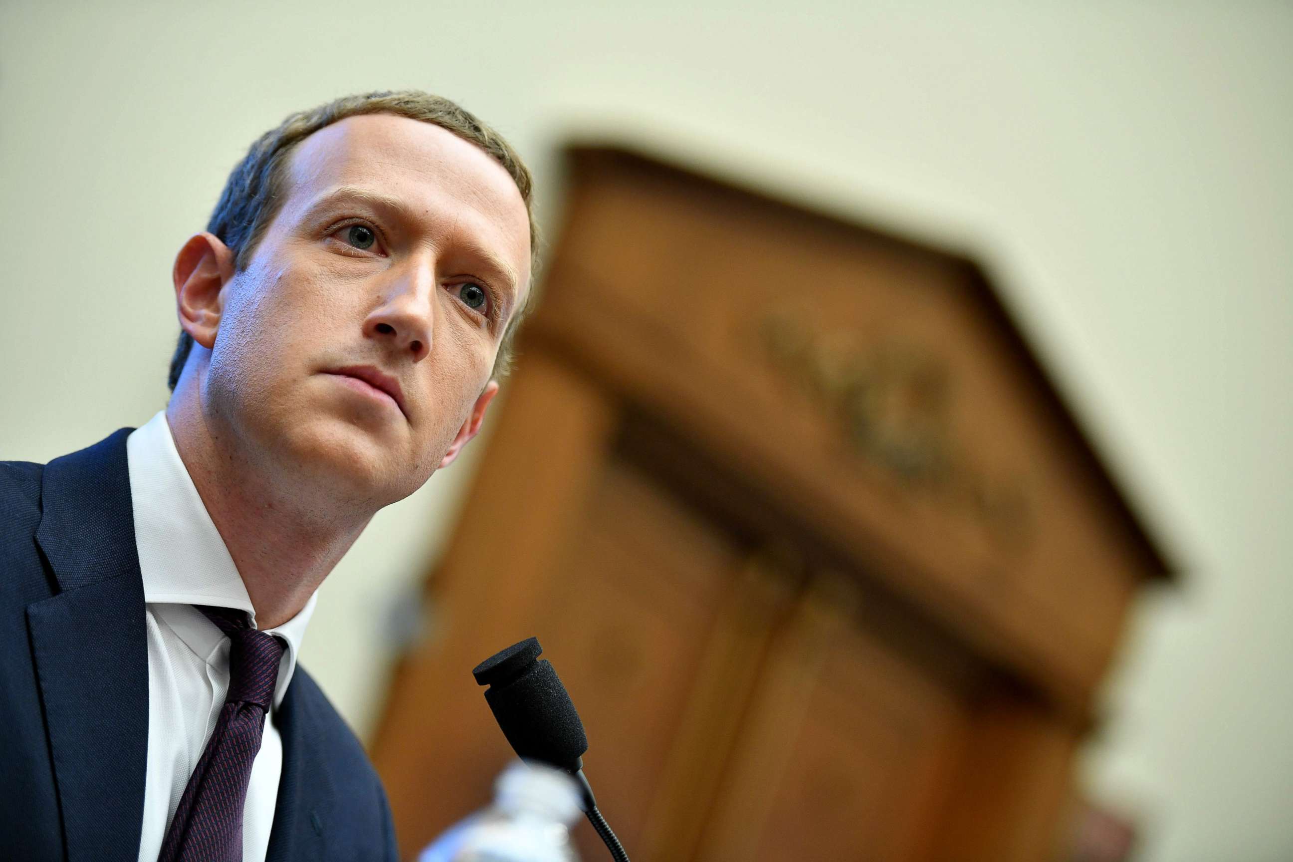 PHOTO: Facebook Chairman and CEO Mark Zuckerberg testifies before the House Financial Services Committee in the Rayburn House Office Building in Washington, DC, Oct. 23, 2019.