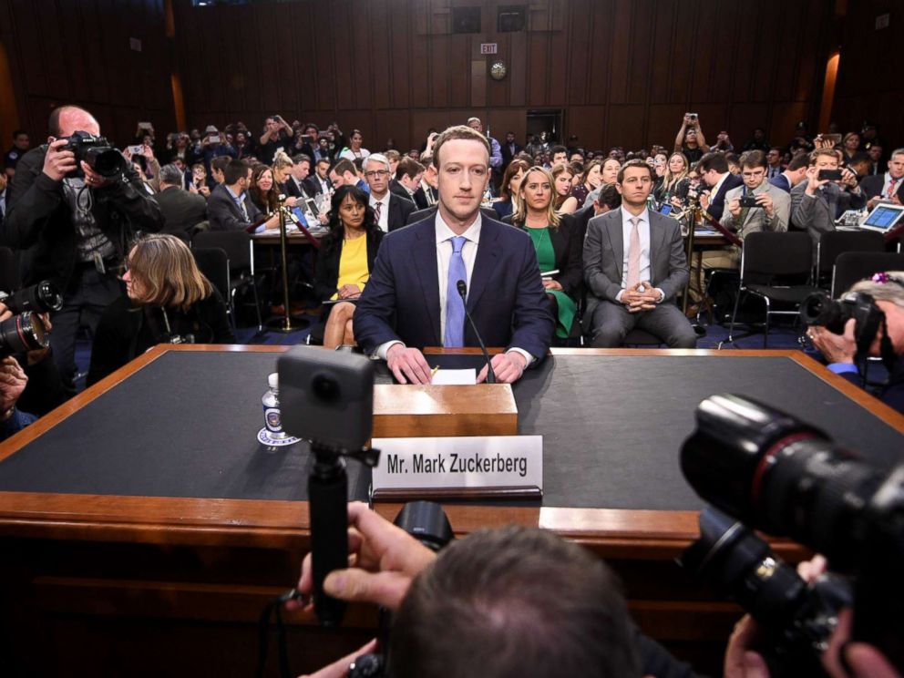 PHOTO: Facebook CEO Mark Zuckerberg arrives to testify before a joint hearing of the US Senate Commerce, Science and Transportation Committee and Senate Judiciary Committee on Capitol Hill, April 10, 2018 in Washington.
