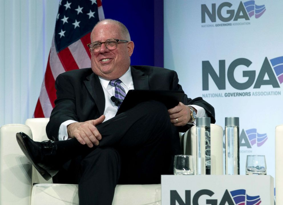 PHOTO: Maryland Governor Larry Hogan speaks during the National Governor Association 2019 winter meeting in Washington D.C., Feb. 23, 2019. 