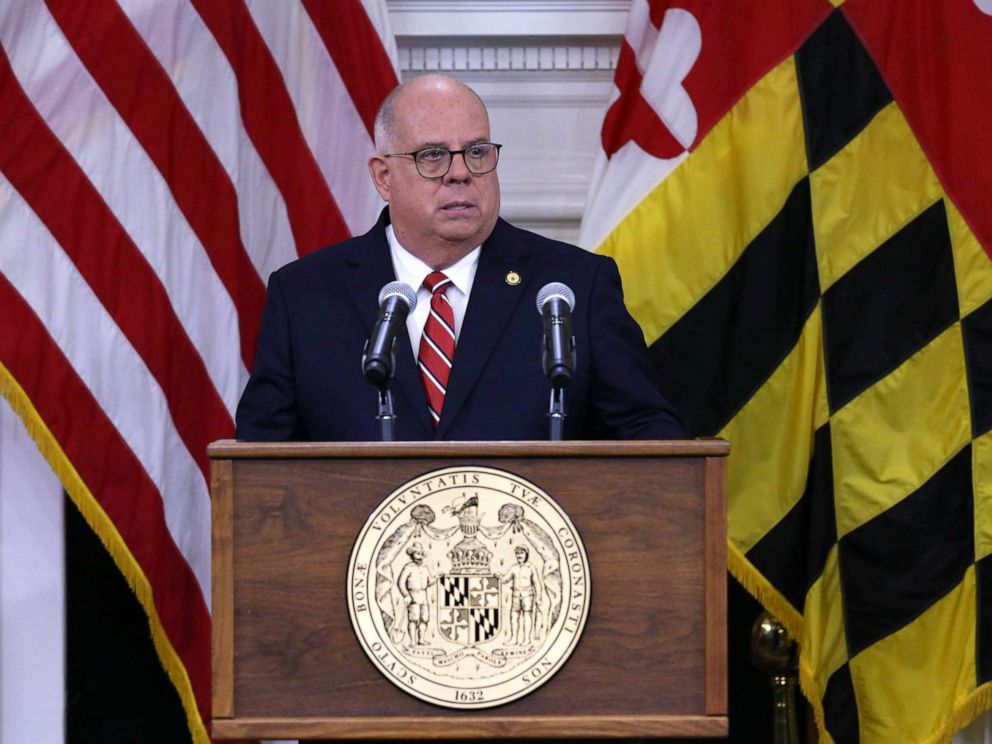 PHOTO: In this June 9, 2022, file photo, Governor Larry Hogan speaks at a press conference at the Maryland State House in Annapolis, Md.
