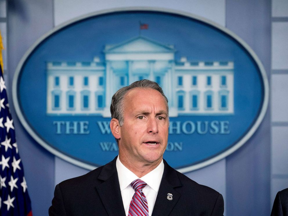 PHOTO: Immigration and Customs Enforcement Director Matt Albence speaks in the Briefing Room at the White House in Washington, Oct. 10, 2019.