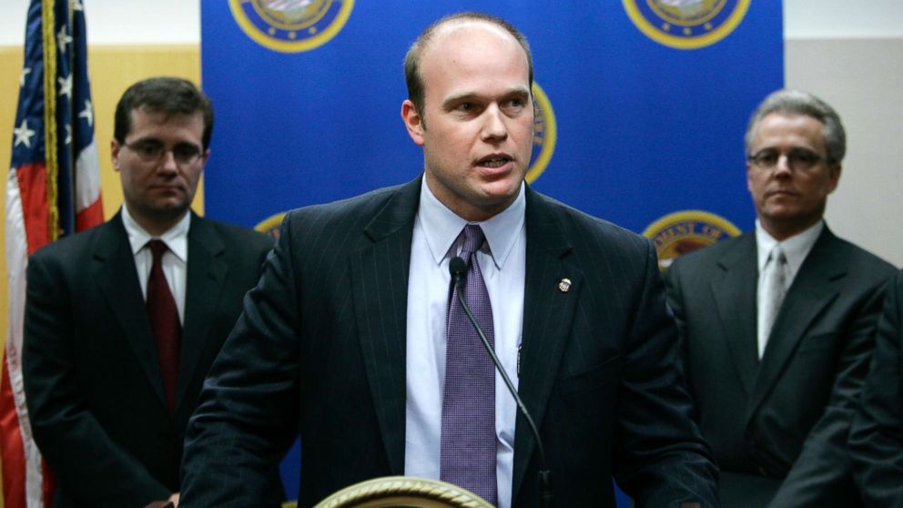 U.S. Attorney Matthew Whitaker speaks during a news conference, Jan. 16, 2007, in Des Moines, Iowa.