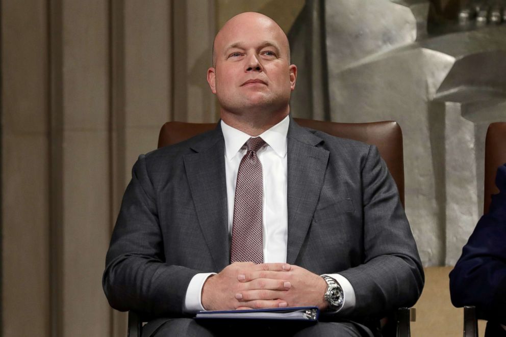 PHOTO: Acting Attorney General Matthew Whitaker attends the Annual Veterans Appreciation Day Ceremony at the Justice Department in Washington, Nov. 15, 2018. 