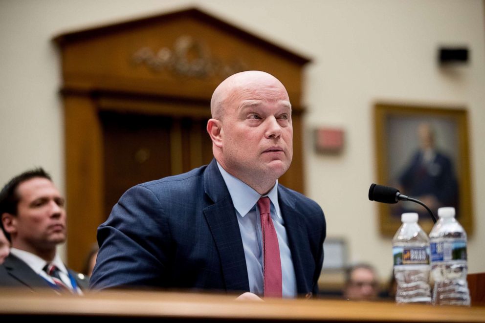 PHOTO: Acting Attorney General Matthew Whitaker listens to a question from Judiciary Committee Chairman Jerrold Nadler as he appears before the House Judiciary Committee on Capitol Hill, Feb. 8, 2019, in Washington.