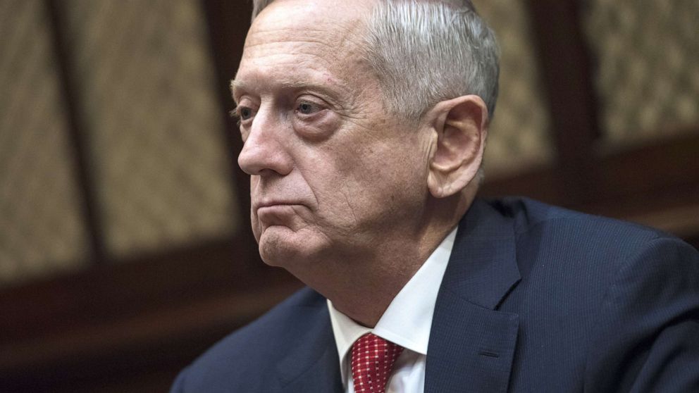 PHOTO: Jim Mattis, Secretary of Defense, listens during a meeting with President Donald Trump in the Roosevelt Room of the White House, Nov. 28, 2017.