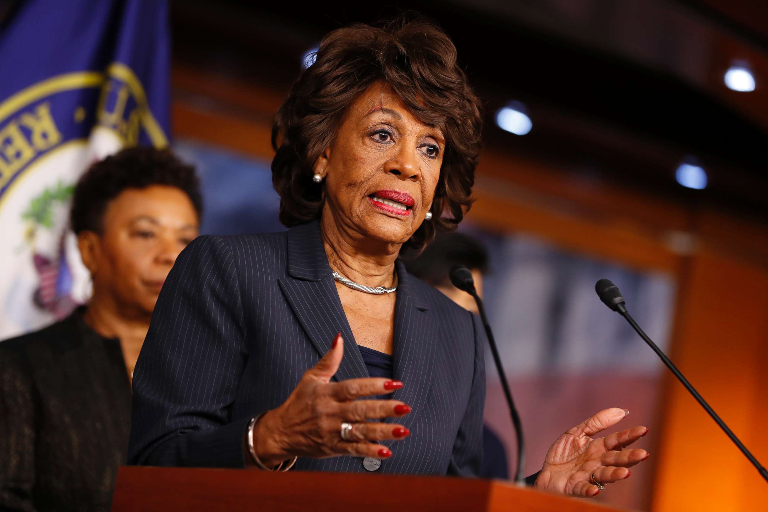 PHOTO: Rep. Maxine Waters speaks at a press conference on Capitol Hill, Jan. 31, 2017 in Washington, D.C.