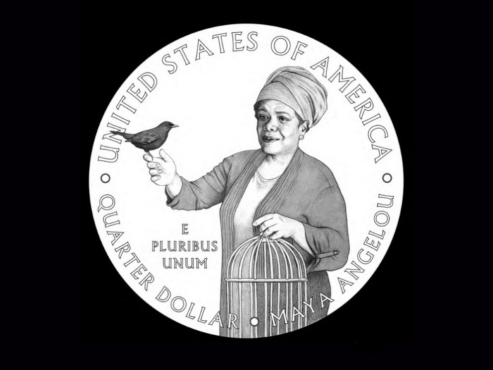 PHOTO: A samples of the new quarter coming out in 2022 that on the tail side will show images of poet Maya Angelou. 