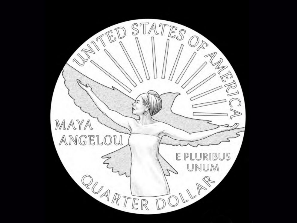 PHOTO: A sample of the new quarter coming out in 2022 that on the tail side will show images of poet Maya Angelou.