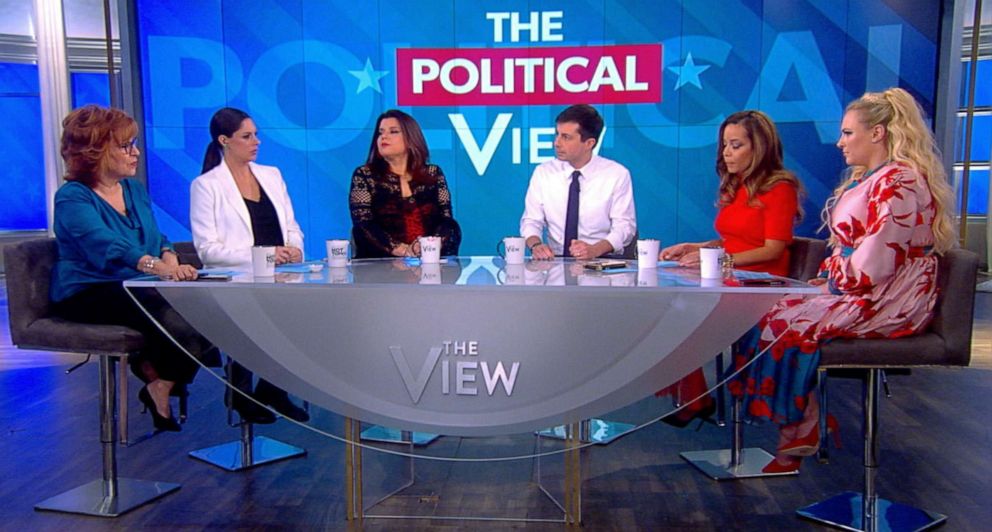 PHOTO: Democratic presidential candidate and mayor of South Bend, Indiana, Pete Buttigieg, talks to the hosts of ABC's "The View," March 22, 2019.