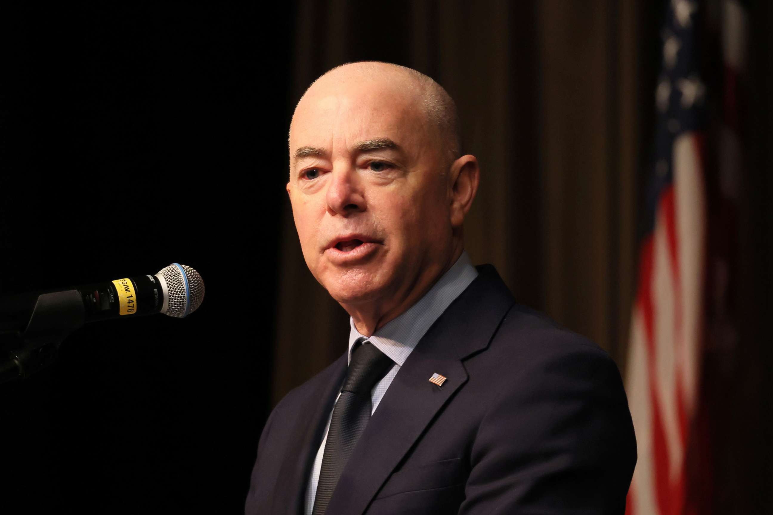 PHOTO: Secretary of Homeland Security Alejandro Mayorkas speaks during the third day of the 2022 National Action Network's Annual Convention on April 08, 2022 in New York City.