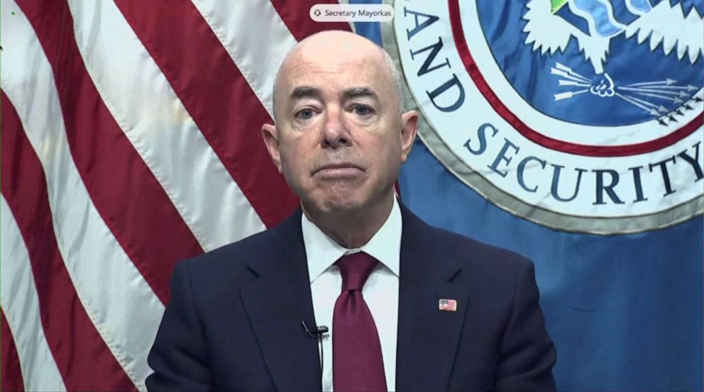 PHOTO: Homeland Security chief Alejandro Mayorkas attends a House Homeland Security Committee meeting by video conference, March 17, 2021.