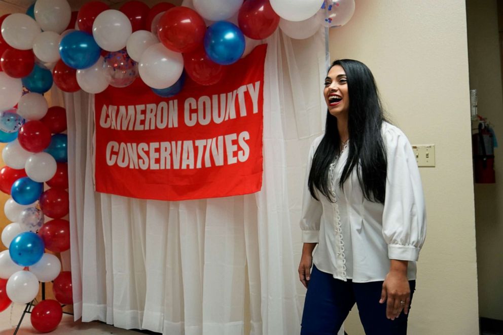 PHOTO: In this Sept. 22, 2021, file photo, Republican congressional candidate Mayra Flores attends a Cameron County Conservatives event in Brownsville, Texas.