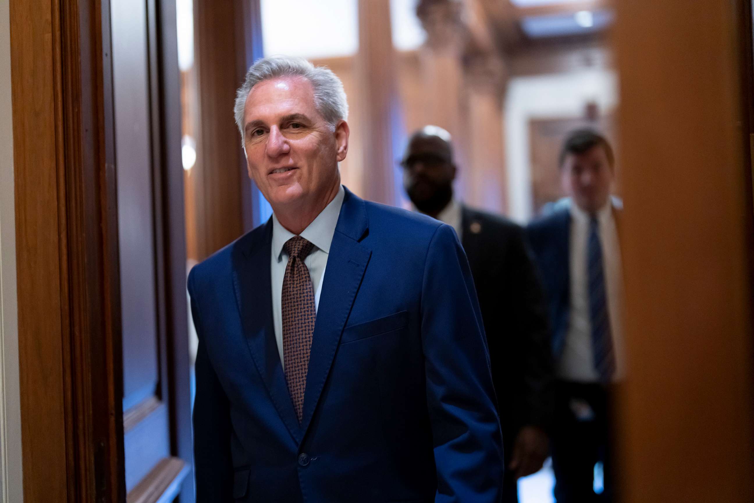 PHOTO: House Minority Leader Kevin McCarthy walks to the chamber for final votes as the House wraps up its work for the week, at the Capitol in Washington, Dec. 2, 2022.