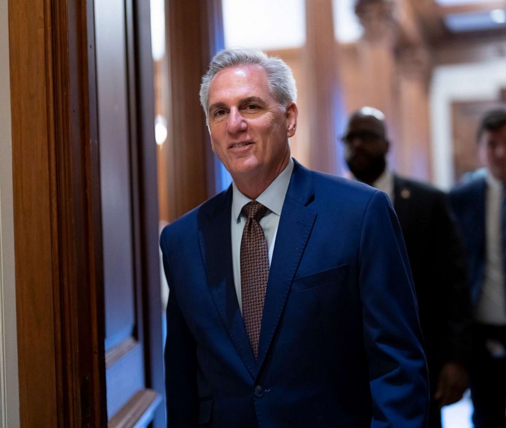 PHOTO: House Minority Leader Kevin McCarthy walks to the chamber for final votes as the House wraps up its work for the week, at the Capitol in Washington, Dec. 2, 2022.