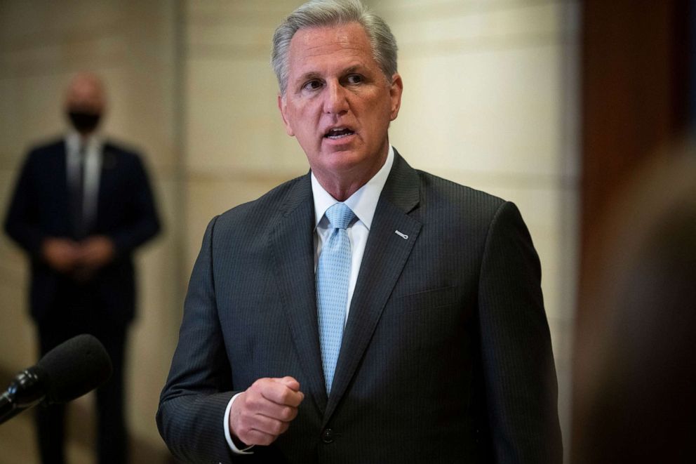 PHOTO: House Minority Leader Kevin McCarthy during a press conference at the Capitol in Washington, D.C., Feb. 24, 2021.