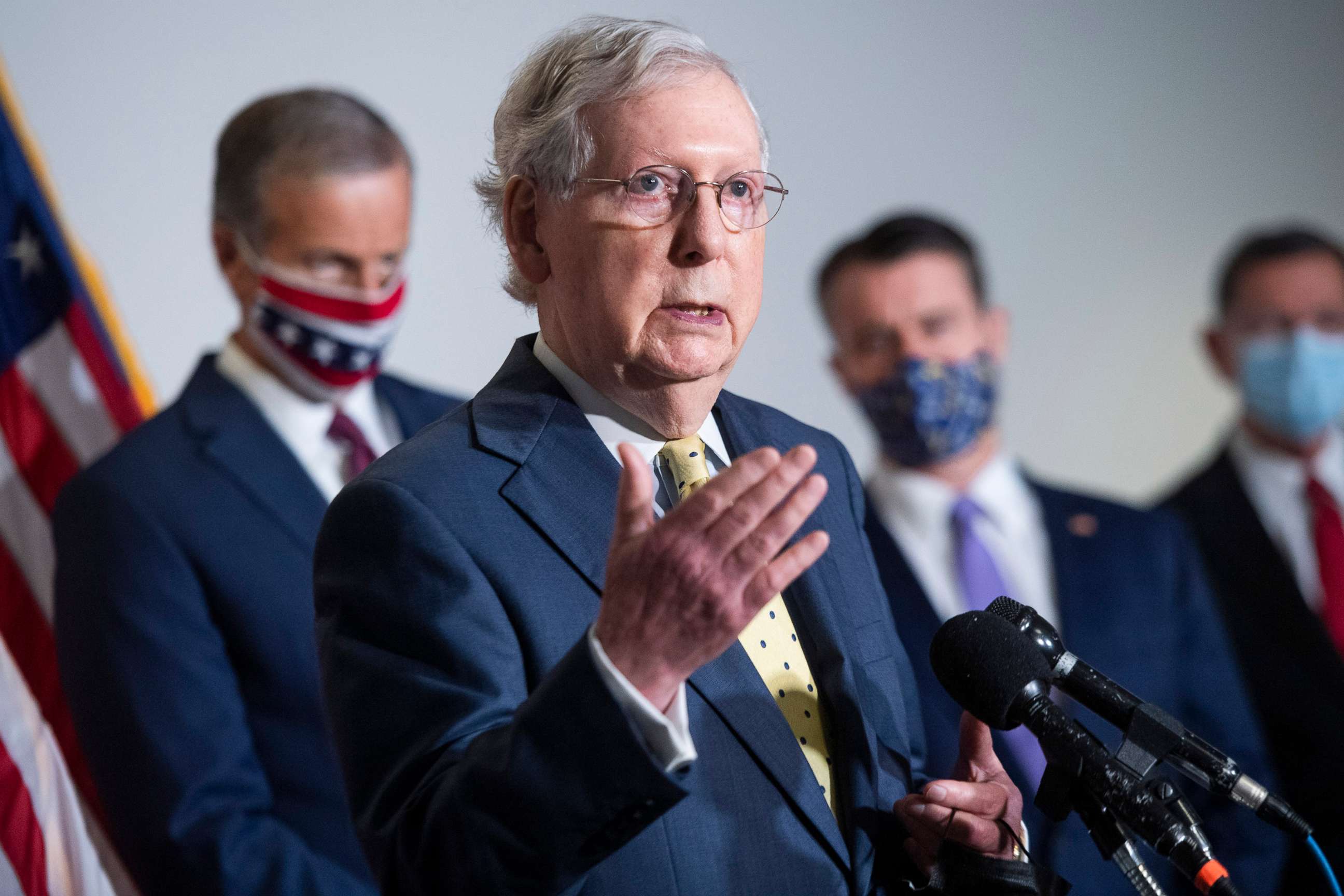 PHOTO: Senate Majority Leader Mitch McConnell conducts a news conference in Washington, September 9, 2020.  