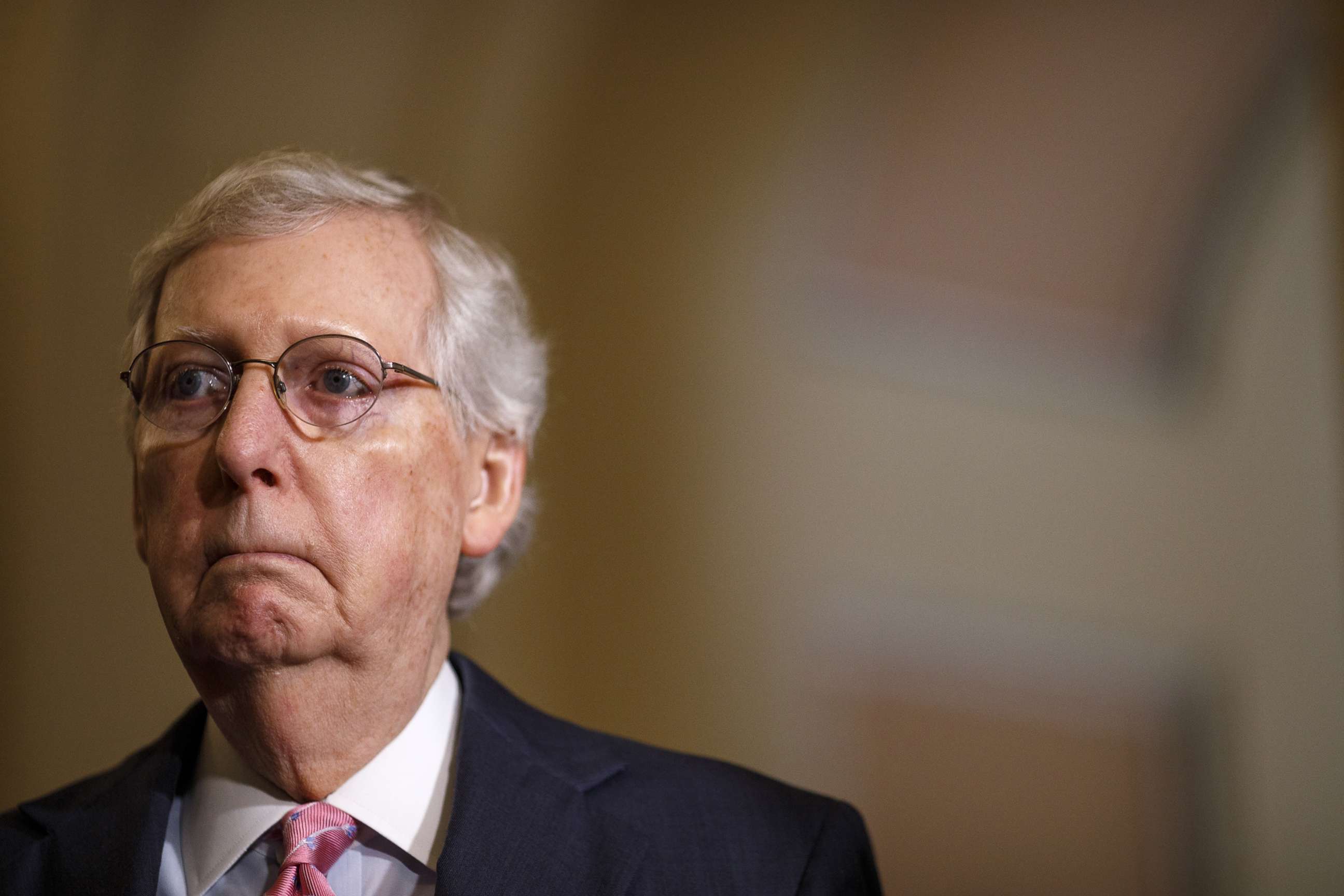 PHOTO: Senate Majority Leader Mitch McConnell delivers remarks during the Weekly Senate Policy Luncheon Press Conference on June 25, 2019 on Capitol Hill in Washington, D.C.