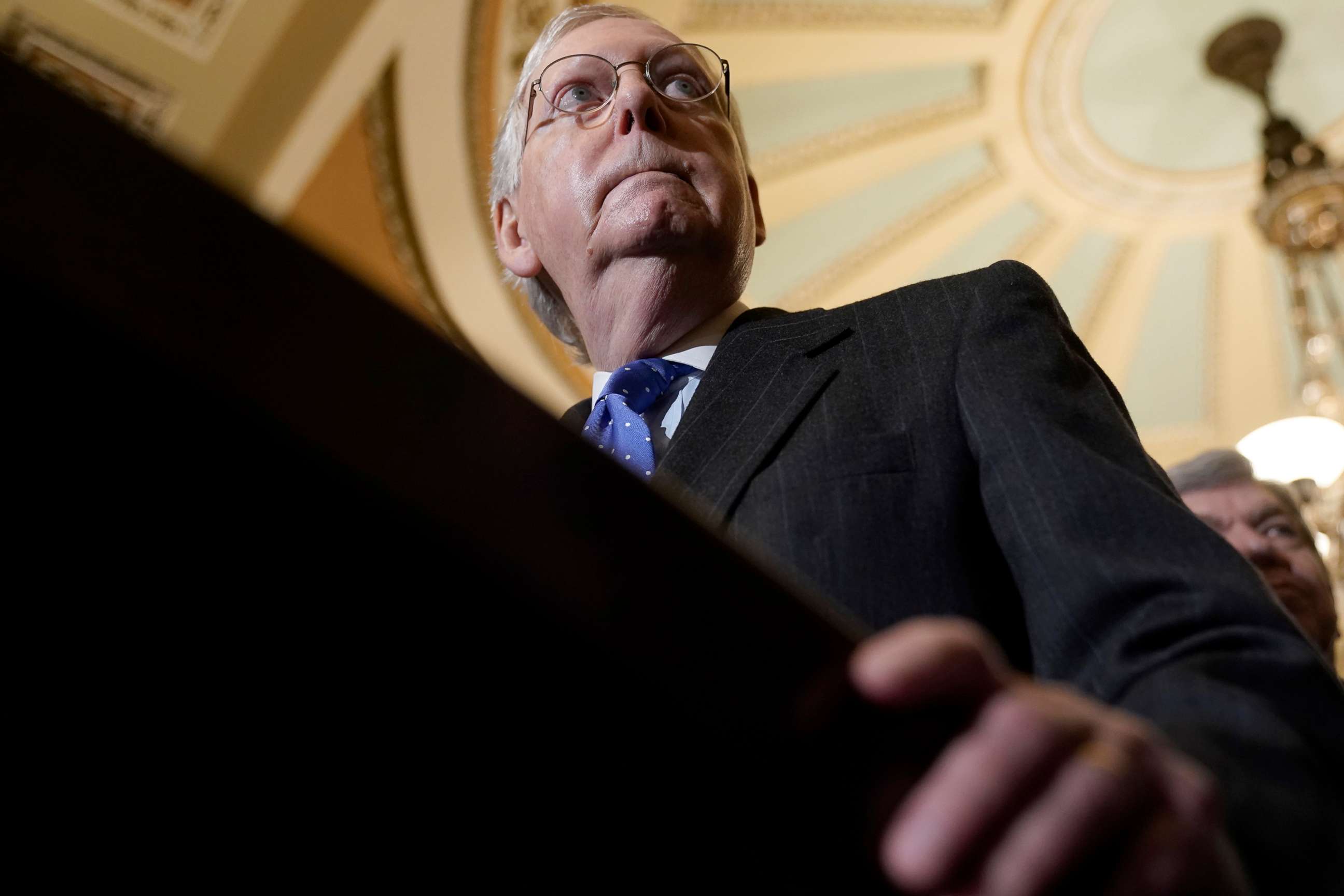 PHOTO: Senate Majority Leader Mitch McConnell takes questions from the media during a press conference at the U.S. Capitol on Dec. 10, 2019 in Washington, D.C.