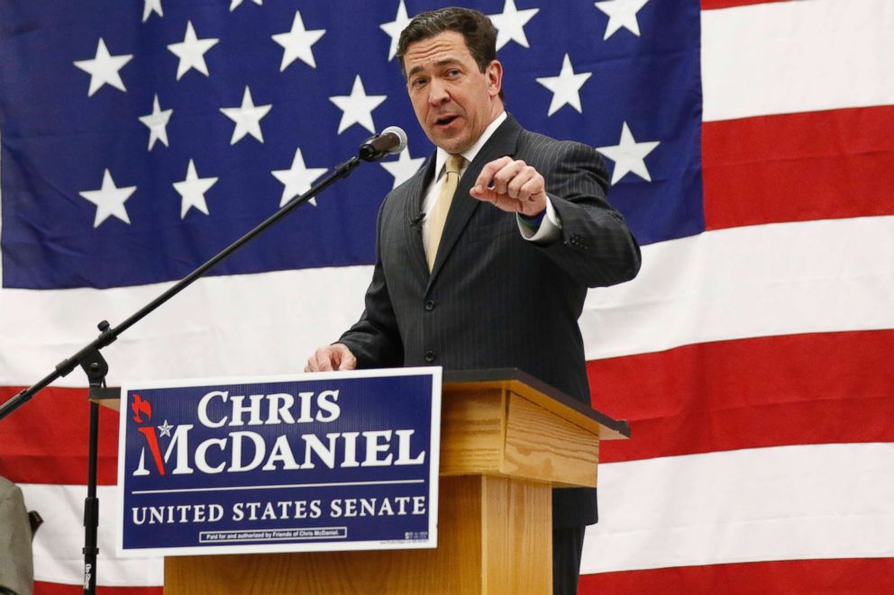 PHOTO: Sen. Chris McDaniel, R-Ellisville, announces his candidacy to the Senate, Feb. 28, 2018, in Ellisville, Miss. McDaniel will challenge current Republican U.S. Sen. Roger Wicker. 